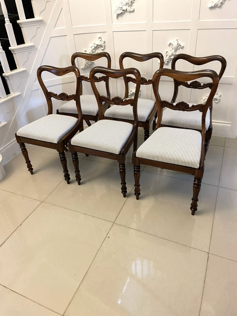 Set of Six Antique Victorian Quality Rosewood Dining Chairs